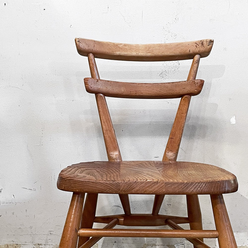 アーコール Ercol ダブルバックチェア キッズチェア イエロードット 黄色 スタッキング エルム材 UKビンテージ Vintage 英国家具 ■