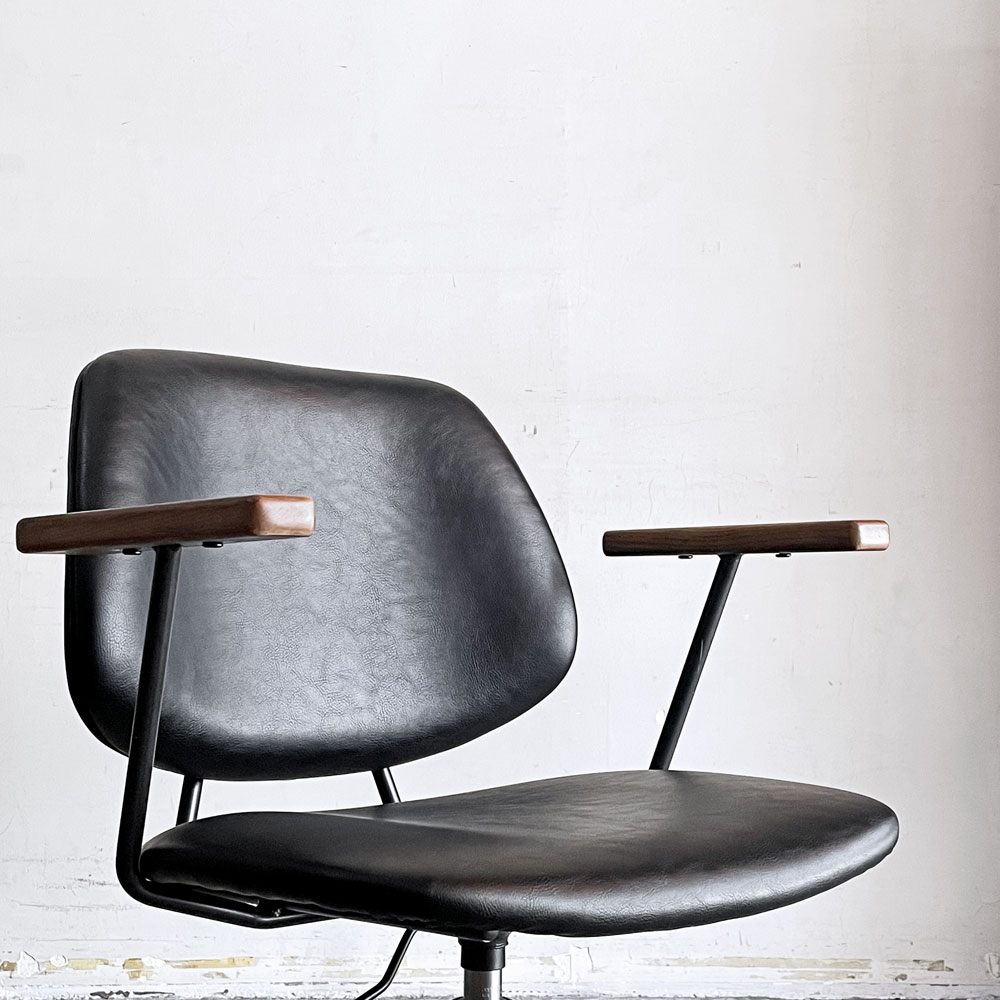 クラッシュゲート CRASHGATE ノットアンティークス Knot Antiques アボック ABOCK デスクチェア ブラック オーク材 肘付き 展示美品 ■