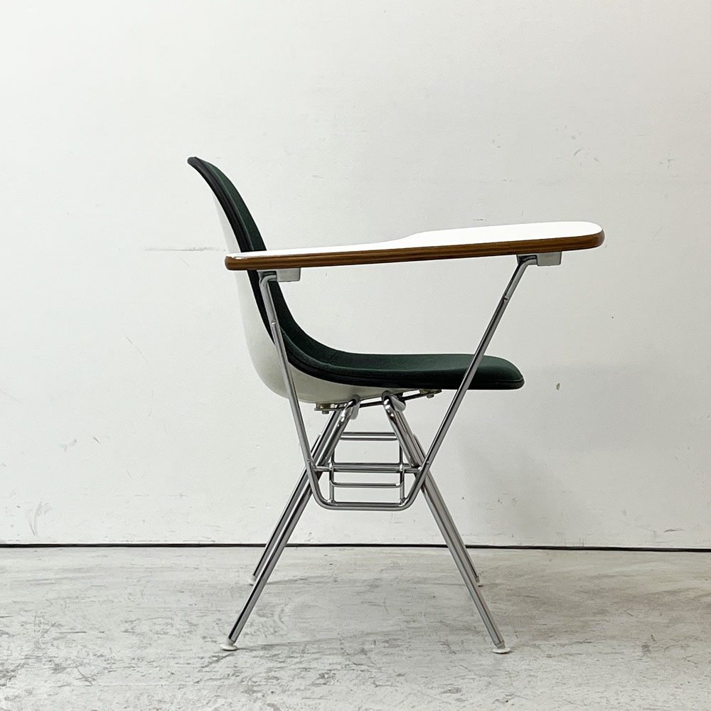 ハーマンミラー Herman Miller サイドシェルチェア セカンド 2nd ビンテージ アプホルスター スクールベース スタッキングベース 肘掛けテーブル付 イームズ ミッドセンチュリー A ●
