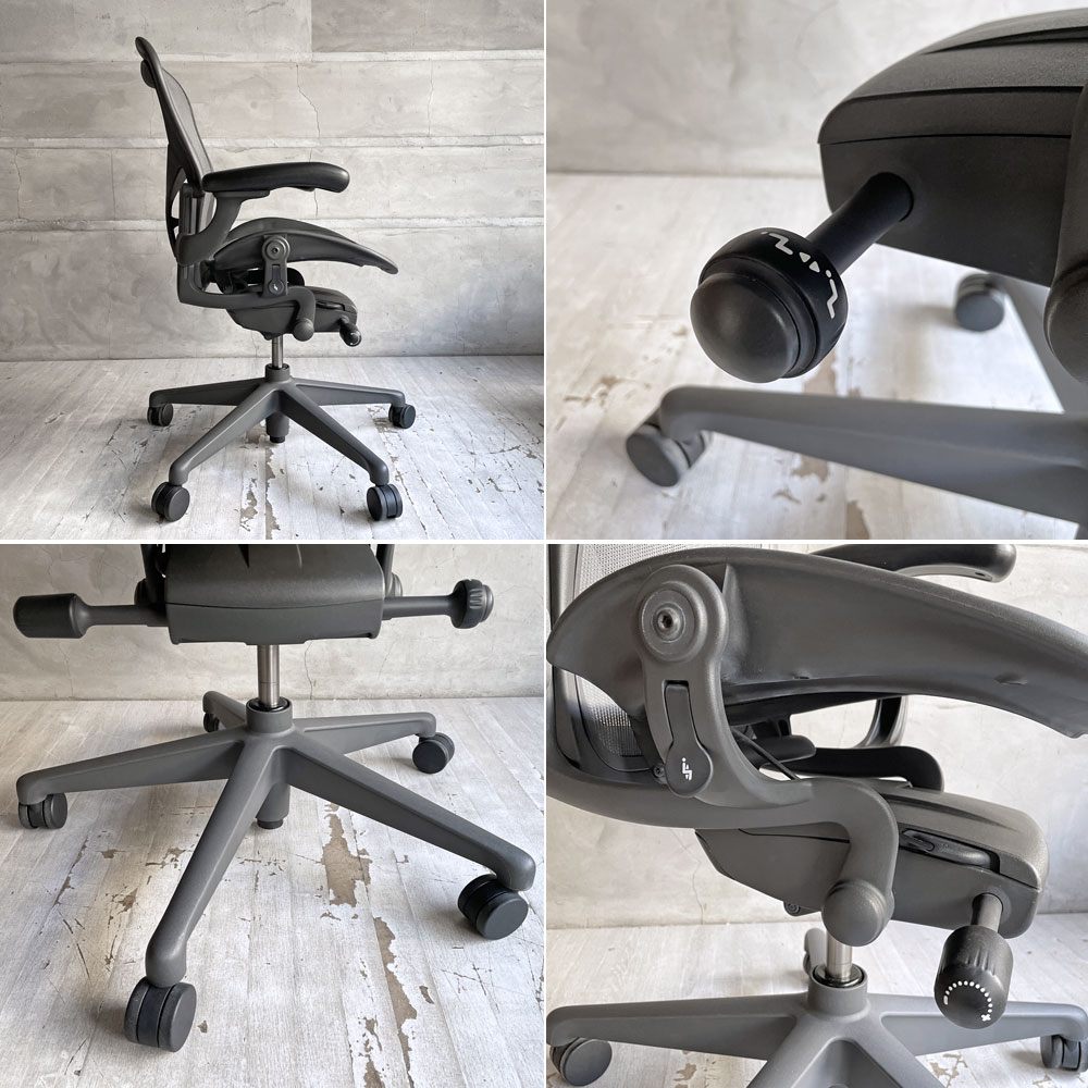 ハーマンミラー Herman Miller アーロンチェア Aサイズ リマスタード ライト グラファイトベース ビル・スタンフ ＆ ドン・チャドウィック ♪