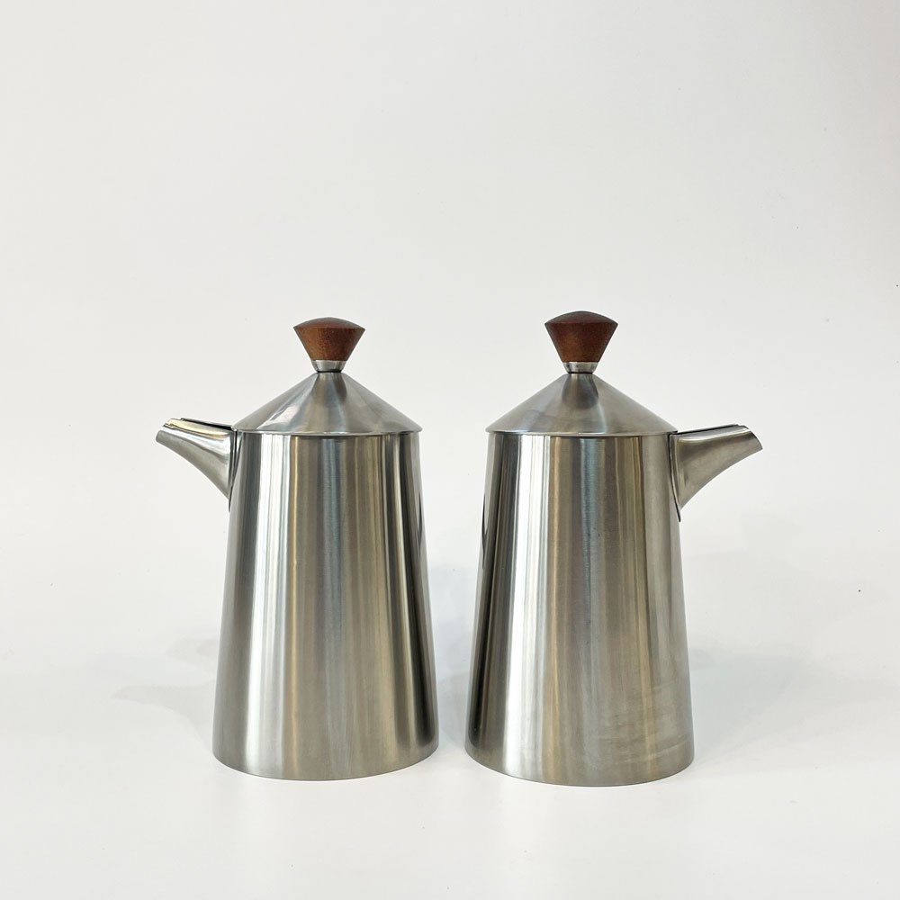 オールドホール Old Hall カムデン CAMDEN カフェオレポット 左右ペア ステンレス × チーク材 ロバート・ウェルチ 英国ビンテージ 旧J&Jウィギン ★