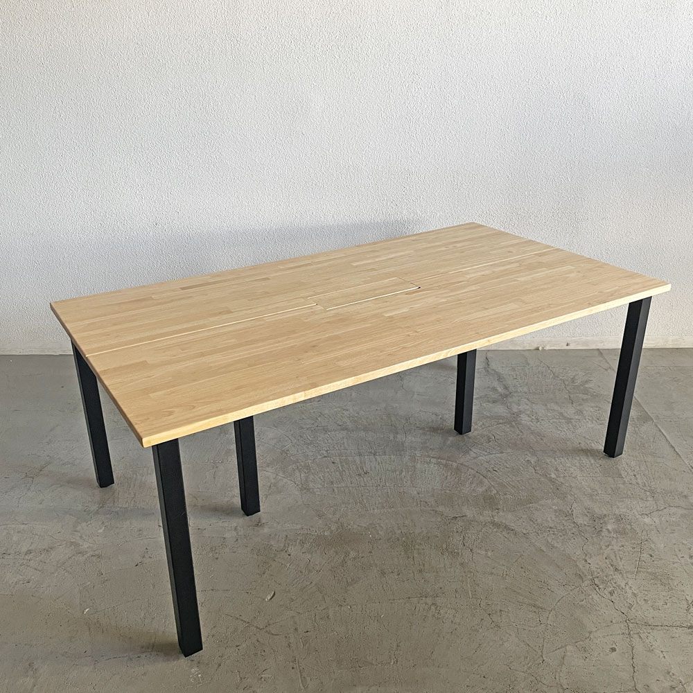 かなでもの KANADEMONO ザ・テーブル THE TABLE Black Steel デスク W180×D100cm ラバーウッド ナチュラル 配線トレー付 定価￥124,000- 〓