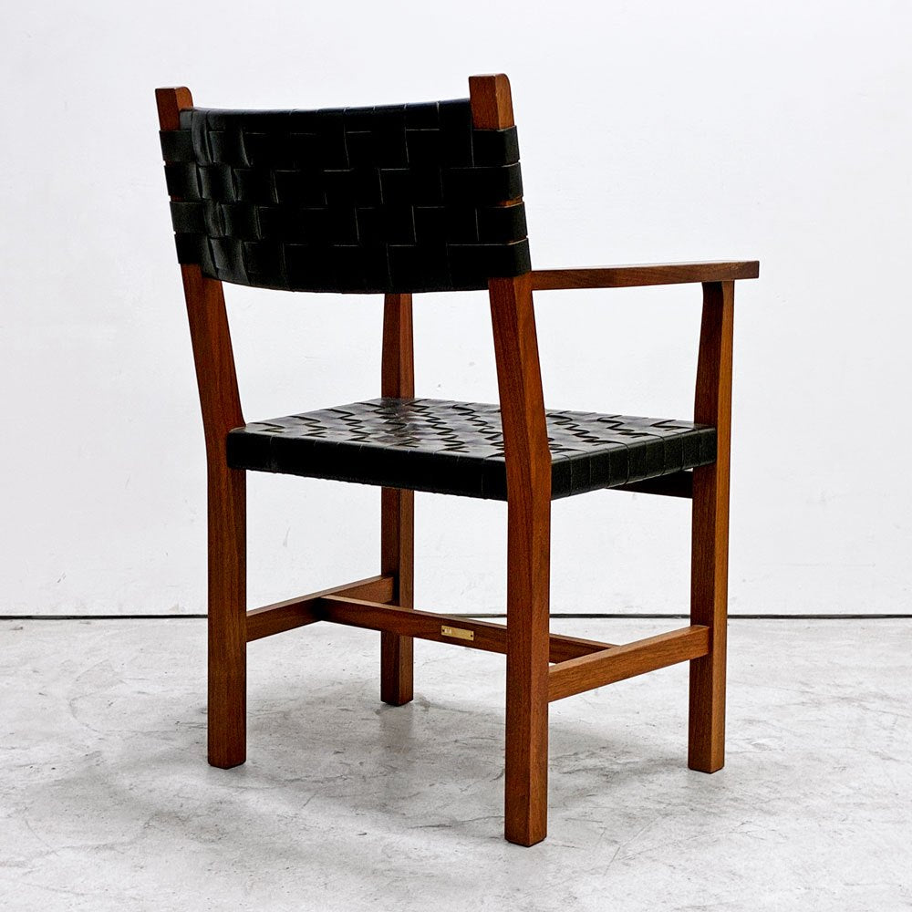 北の住まい設計社 KITANOSUMAISEKKEISHA ラスティック チェア RUSTIC CHAIR アームチェア レザー 本革  ブラック カエデ x ナラ材 廃番 B ●