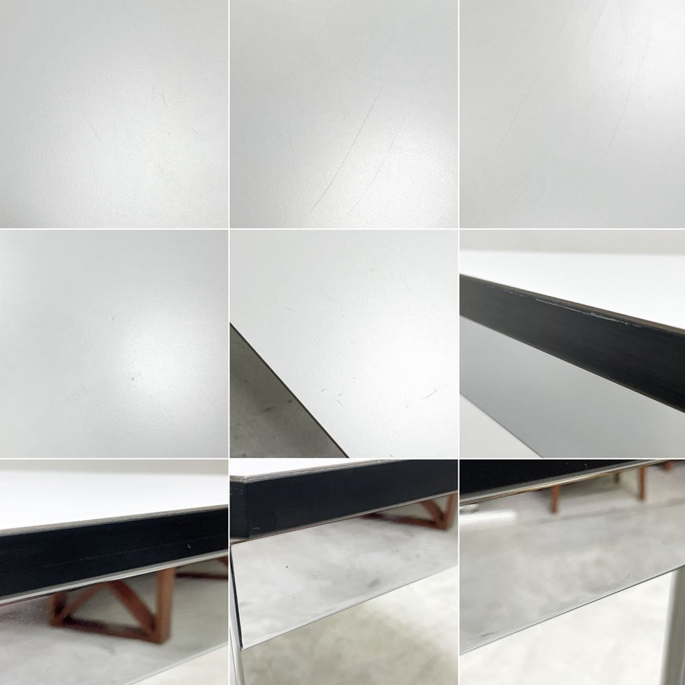 USMモジュラーファニチャー USM Haller USMハラーテーブル ワーキングデスク ダイニングテーブル W125×D75×H74cm パールグレーラミネート(ホワイト) 高さ調整機能付 ●