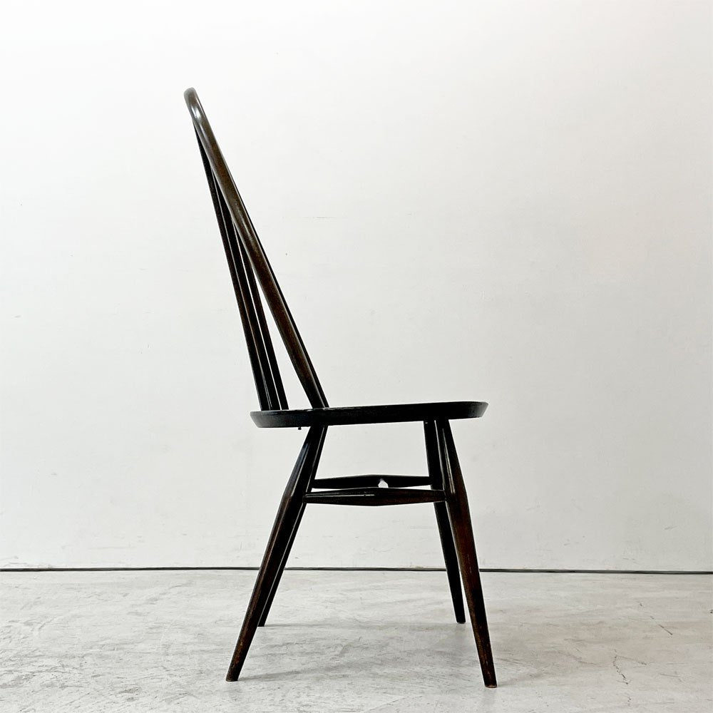 アーコール Ercol クエーカーチェア ダイニングチェア ハイバック オールドコロニアル ブラウン エルム材 × ビーチ材 UKビンテージ 英国家具 ●