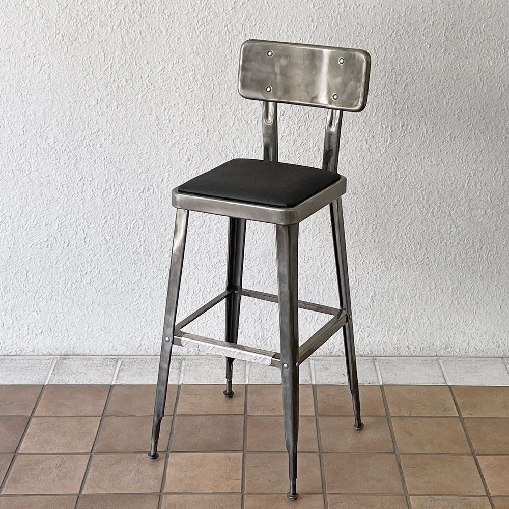 ダルトン DULTON スタンダードバーチェア Standard bar chair RAW スチール×ビニールレザー USビンテージスタイル 定価34,100円 B ◇