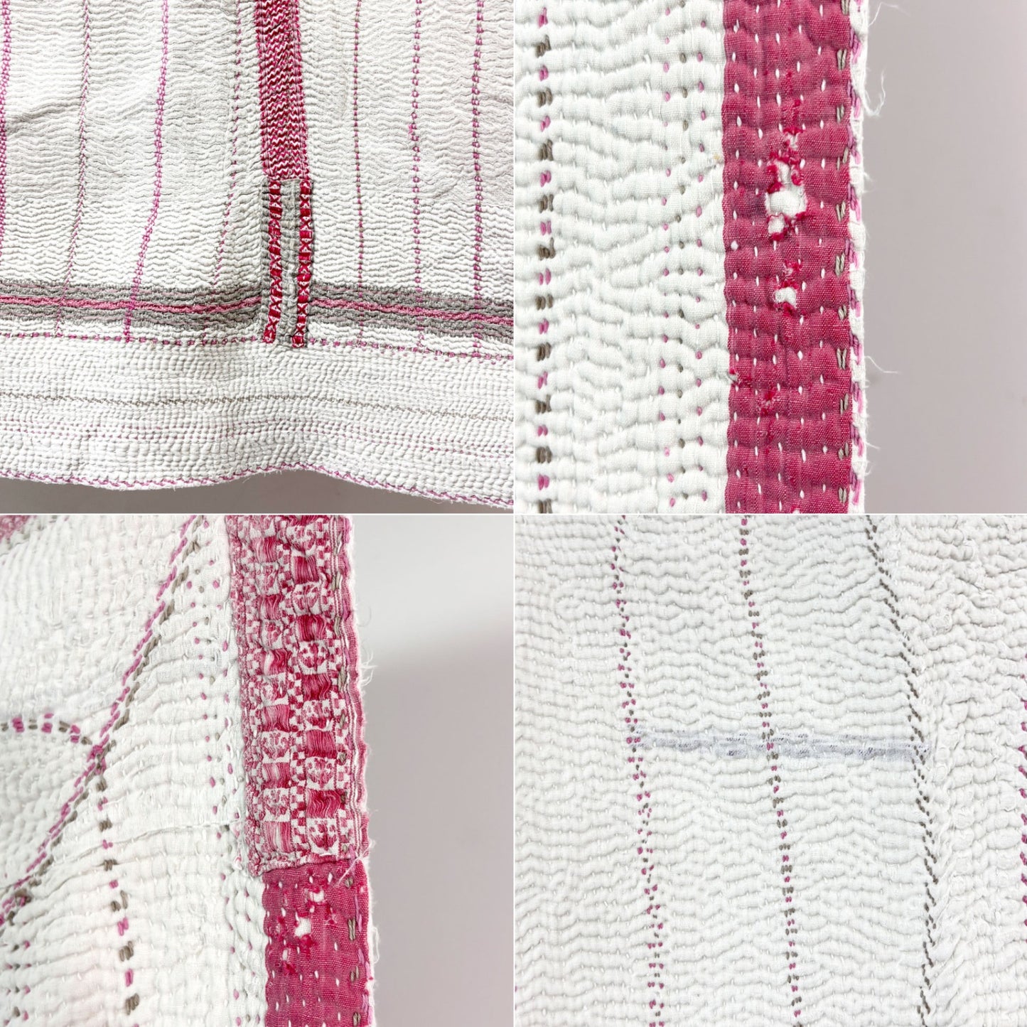 ビンテージキルト vintage 古布 インドキルト 180×130cm ハンドメイド LIGHT YEARS取扱 ●