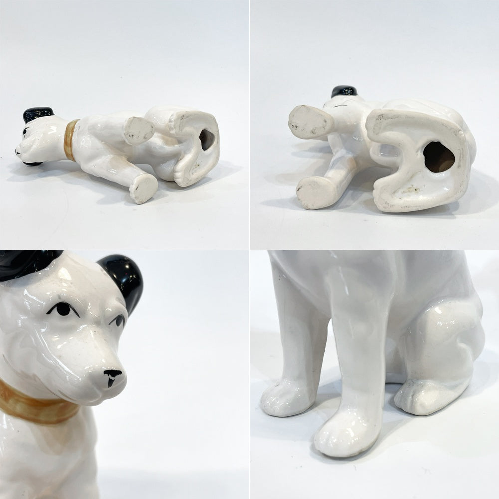 ビクター犬 Victor ニッパー君 Nipper 犬 陶器製 高さ13cm オブジェ 置物 インテリア 昭和レトロ ★
