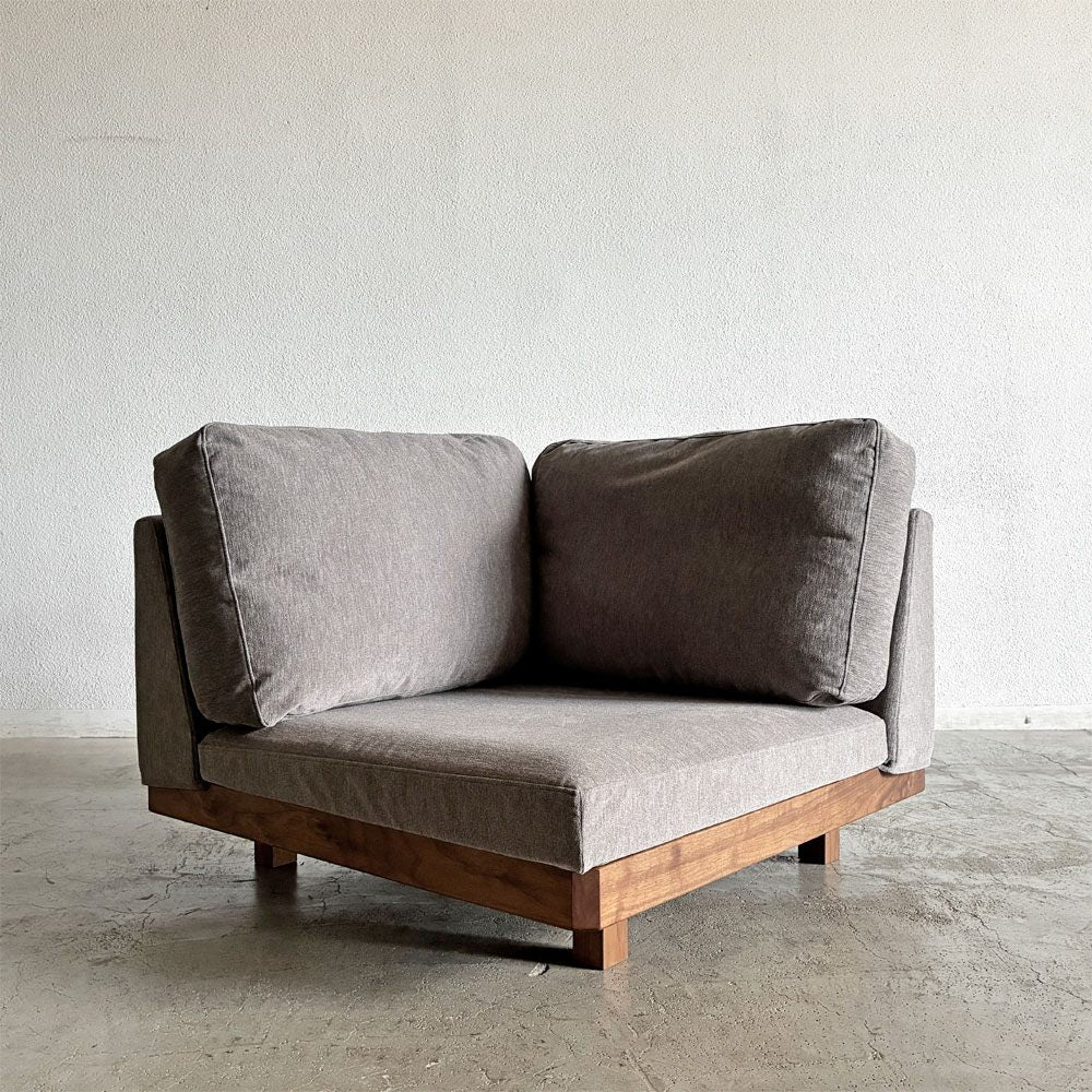マスターウォール MASTERWAL デニッシュ DANISH SOFA コーナーソファ W94cm ウォールナット無垢材 ファブリック 新品替えカバー付 合計定価￥445,500- 〓