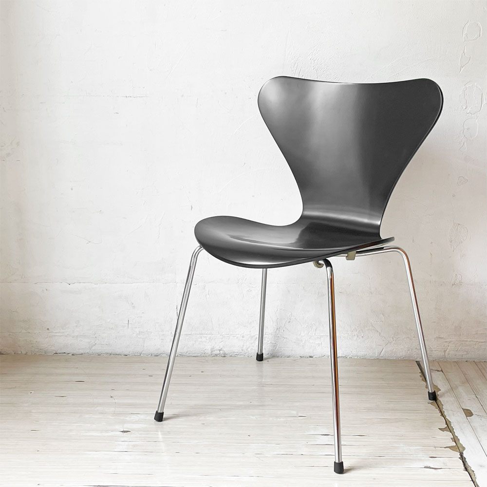 フリッツハンセン Fritz Hansen セブンチェア ダイニングチェア ブラック ラッカー再塗装 アルネ・ヤコブセン デンマーク スタッキングチェア 北欧家具 ★