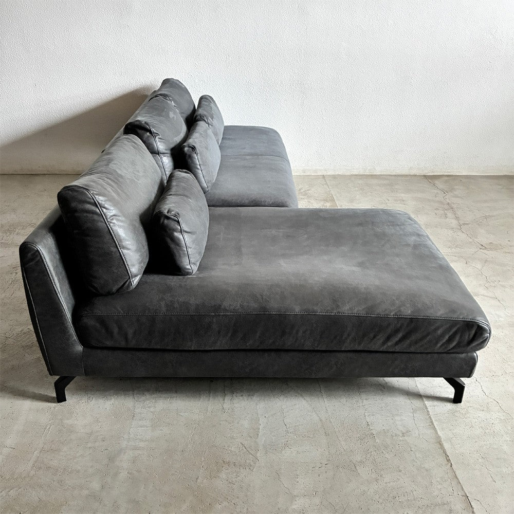 リラックスフォーム RELAX FORM グラシエーロ GLACIERO カウチソファ 2P ＋ シェーズロング セット W261cm 美品 レザーテックス 参考価格235,675円の品 関家具 〓