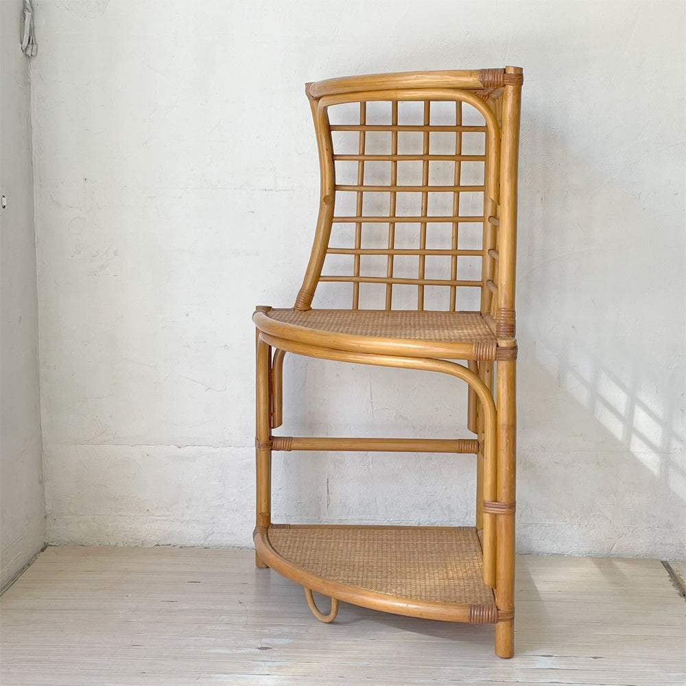ラタン 3段 オープンシェルフ Rattan Shelf 籐 三角コーナーシェルフ コーナーラック ナチュラル オーガニック ★
