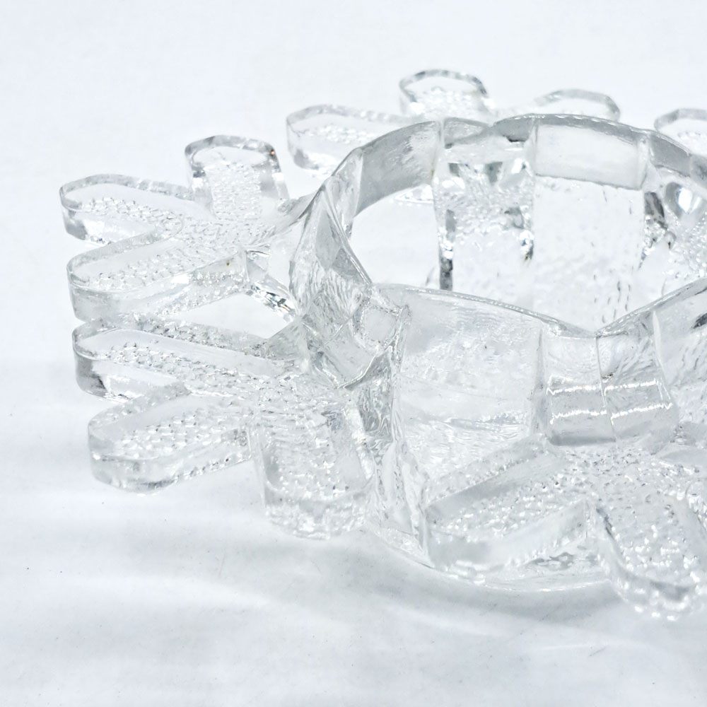 イッタラ iittala スノークリスタル キャンドルホルダー オブジェ 小物入れ W14.5cm ヴァルト・コッコ 1980s フィンランド 北欧ビンテージ ●