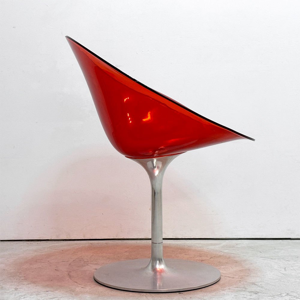 カルテル Kartell エロエス ERO S ダイニングチェア 1本脚 回転式 フィリップスタルク Philippe Starck スペースエイジ イタリアンモダン オレンジレッド ●