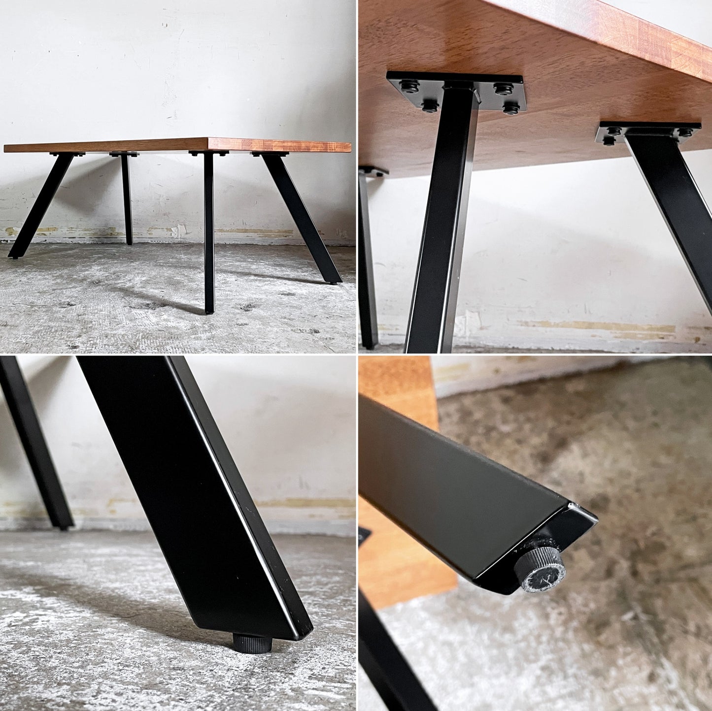 かなでもの KANADEMONO THE LOW TABLE ラバーウッド ブラウン × Black Steel LowTube 幅90cm ■