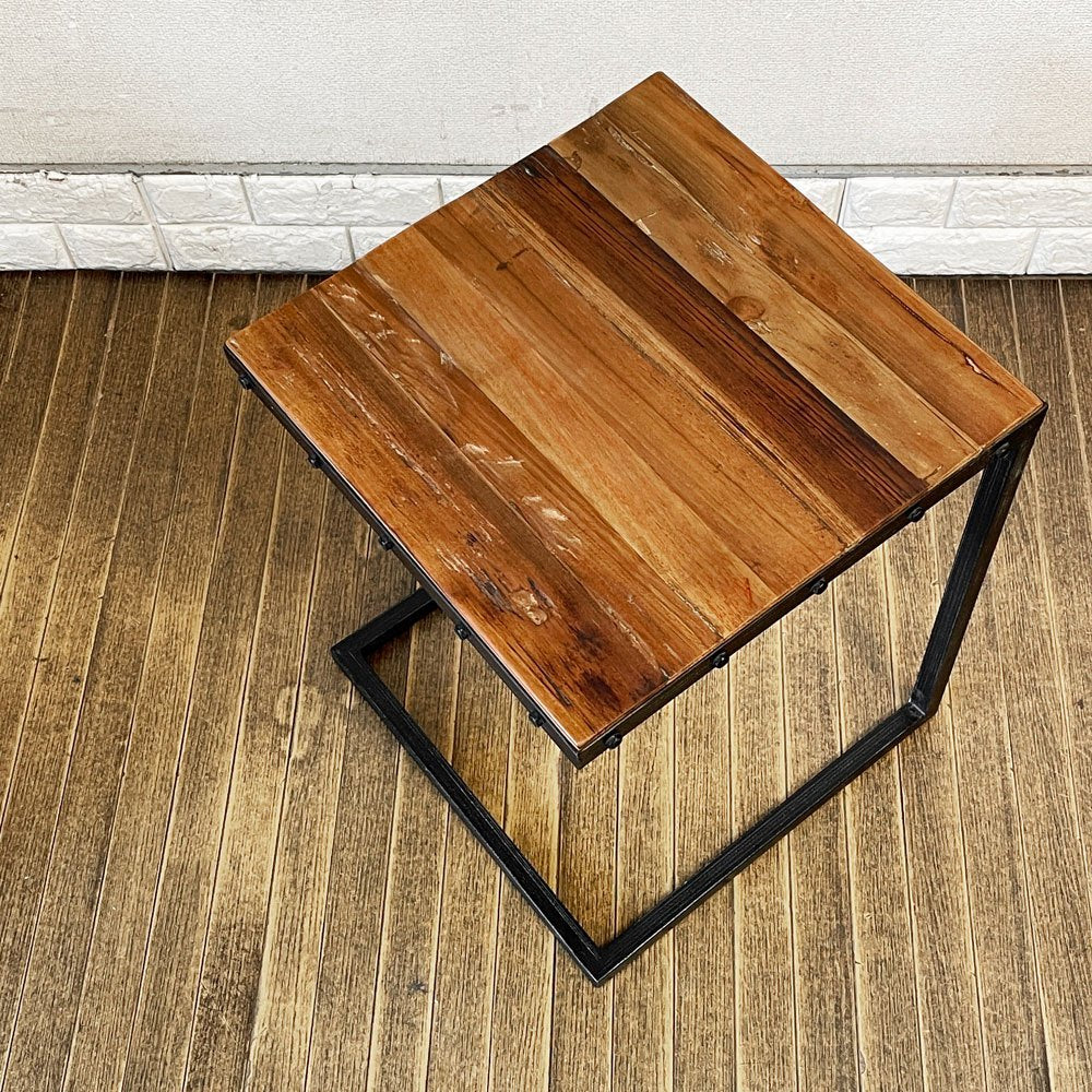 ディーボディ d-Bodhi ニュー サイドテーブル New Side Table チーク古材xアイアン インダストリアル ◎