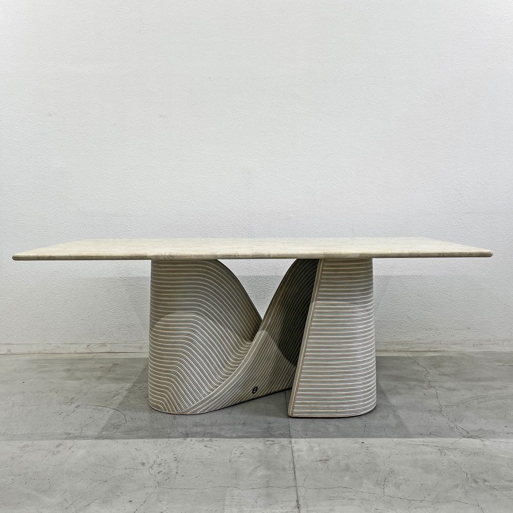 ベティコボンプエ Betty Cobonpue スカルプチャー ダイニングテーブル Scultura DINING TABLE 天然石天板 ラタン脚 モビリア取り扱い 80年代 〓