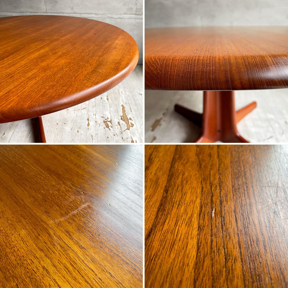 北欧ビンテージ チーク無垢材 ラウンドテーブル カフェテーブル コーヒーテーブル 丸テーブル 北欧家具 Φ110cm× H55cm ♪