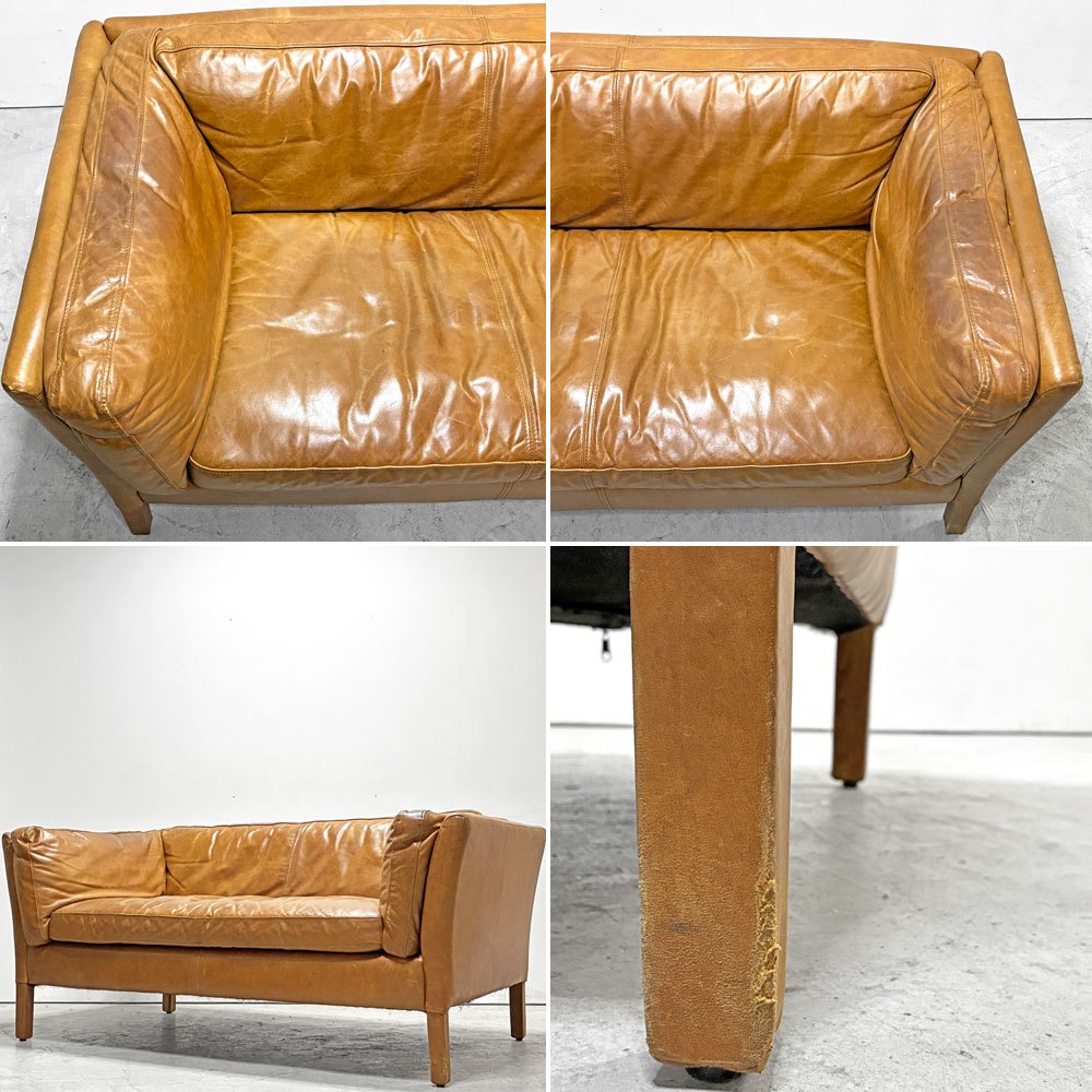 ハロ HALO レッジオ REGGIO 2P SOFA 2人掛けソファ レザー 牛本革 オールドサドルナッツカラー 英国家具 廃番 参考定価￥237,000-●