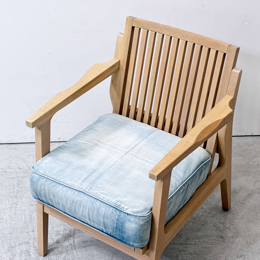 ダブルティー WTW アペルト チェア APERTO CHAIR NT アームチェア ラウンジチェア 1Pソファ アッシュ材 デニム地 西海岸 ウエストコースト ●