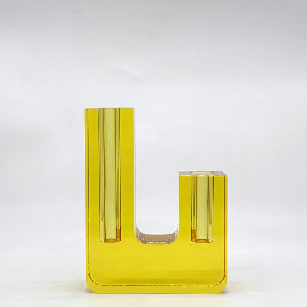 ヒュプシュ Hübsch デュオベース Duo Vase ガラスベース フラワーベース クリスタルガラス デンマーク 北欧 イエロー モダンデザイン ●
