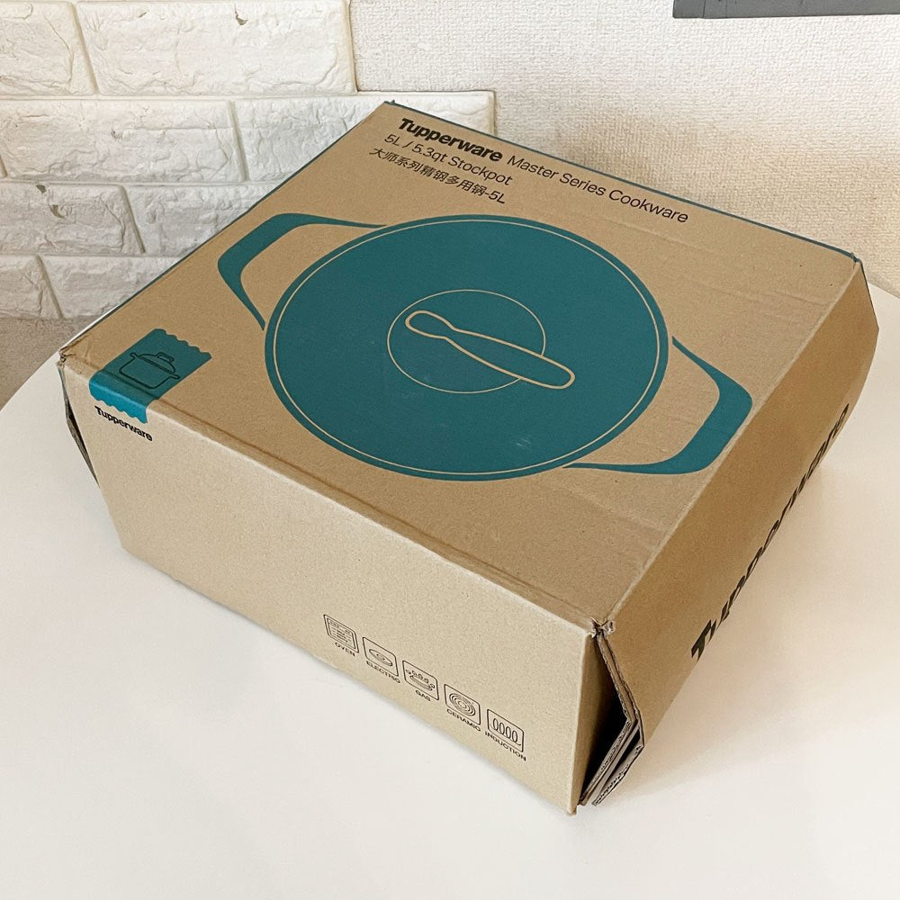 タッパーウェア Tupperware マストロクックウェア 深鍋 両手鍋 24cm 5L ステンレス多層構造 ガラス蓋付 炊飯から煮込みなど ◎