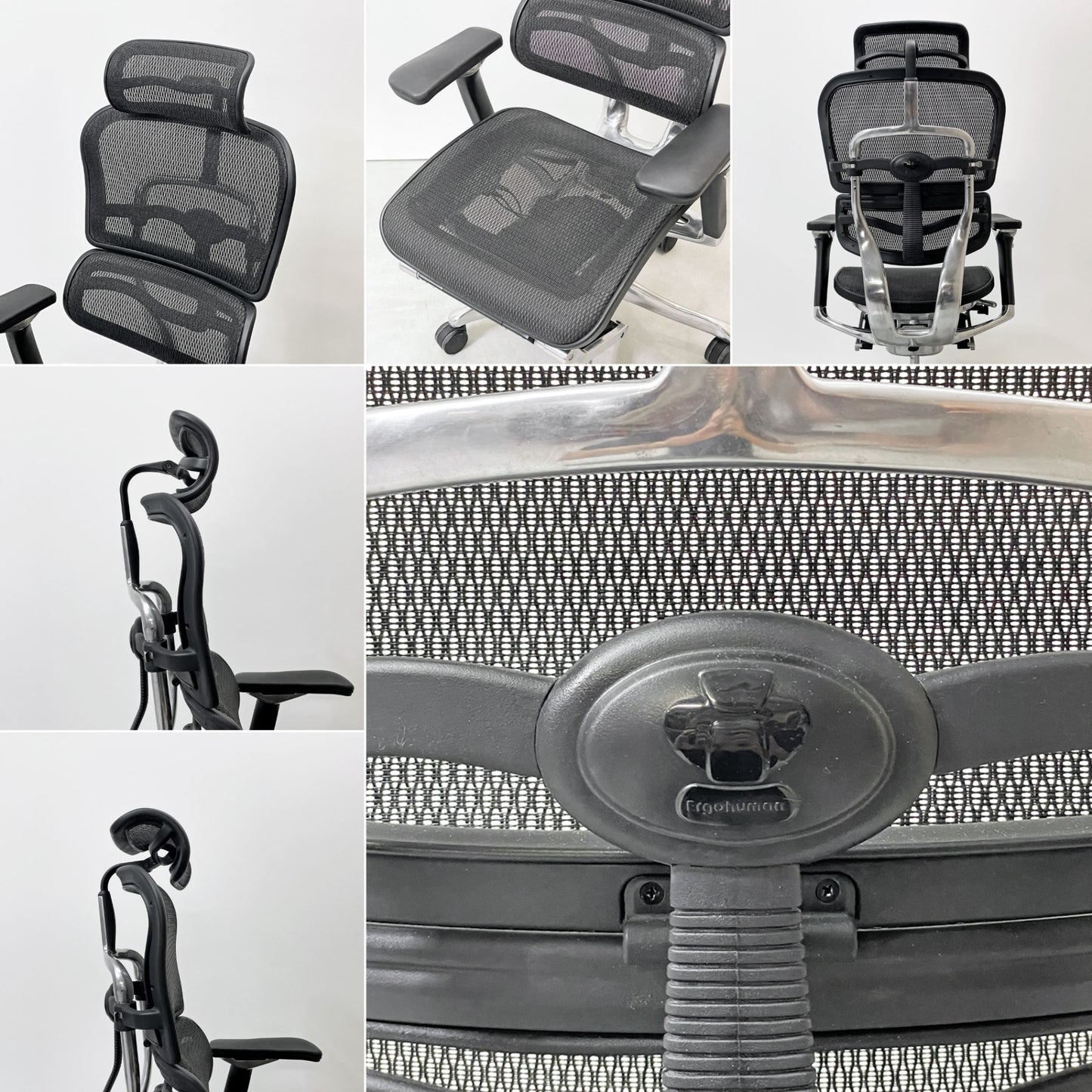 エルゴヒューマン Ergohuman エルゴヒューマンチェアプロ EHPーLPL KM-11 デスクチェア 収納式オットマン エラストメリック・メッシュ アルミダイキャスト ●