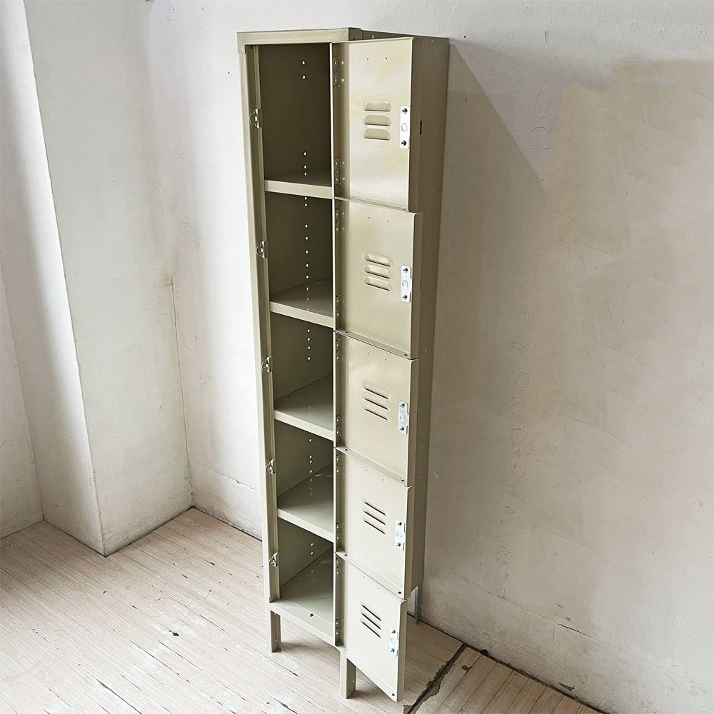 リオン LYON スチールロッカー ルーバーカット 5段 5-TIER LOCKER-LOUVER アイボリー puttywhite P.F.S取扱 ★