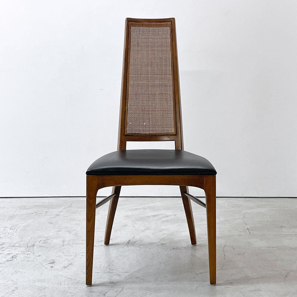 レーン LANE リズム Rhythm ハイバックチェア ウォールナット材 ラタンバック サイドチェア USビンテージ 60's Vinatge ミッドセンチュリーモダン A ●