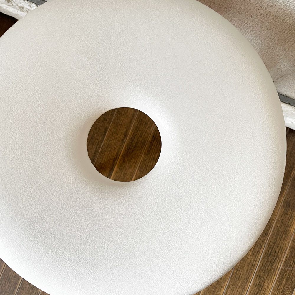 天童木工 Tendo リングスツール Ring Stool ビニールレザーシート オールマイティホワイト メープル材 加藤徳吉 定価￥39,600- ◎