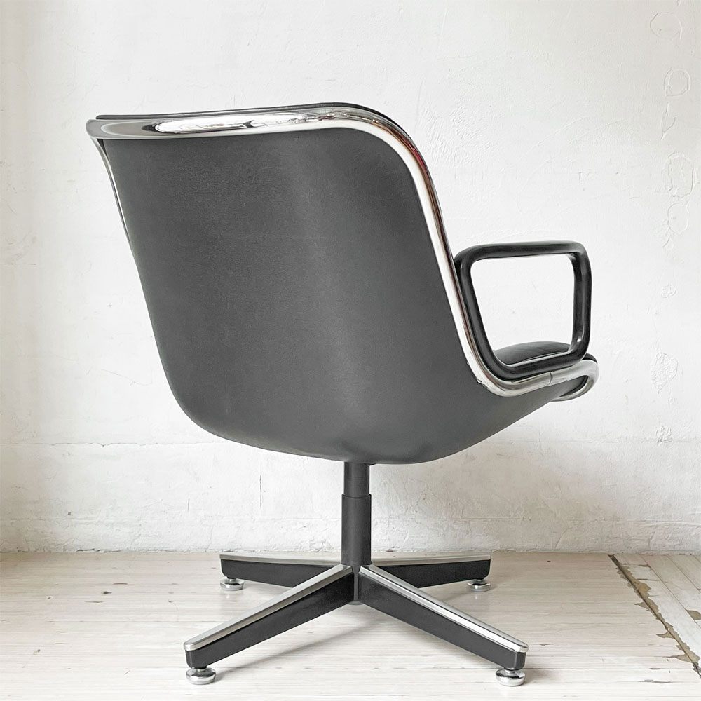 ノル Knoll ポロックチェア Pollock Chair エグゼクティブチェア デスクチェア 4本脚 グライズ仕様 レザー 本革 チャールズ・ポロック Charles Pollock ビンテージ ★