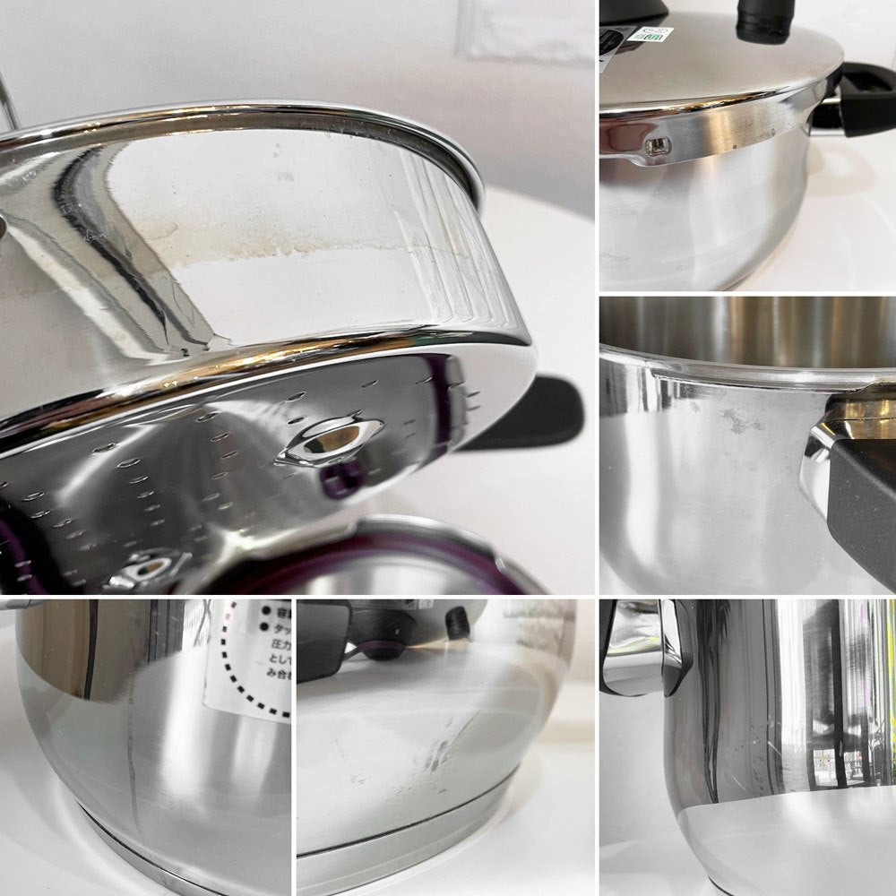 タッパーウェア Tupperware 圧力鍋 Pressure Cooker 4.5L すのこ 三脚付き ステンレス ドイツ製 定価 45,000円 ◎