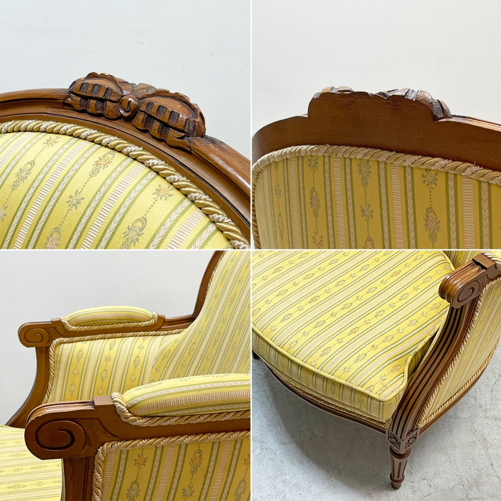 クラシカルデザイン Classical Design  1人掛けソファ ファブリック フルーディング彫り ヨーロピアンクラシカルデザイン B ●