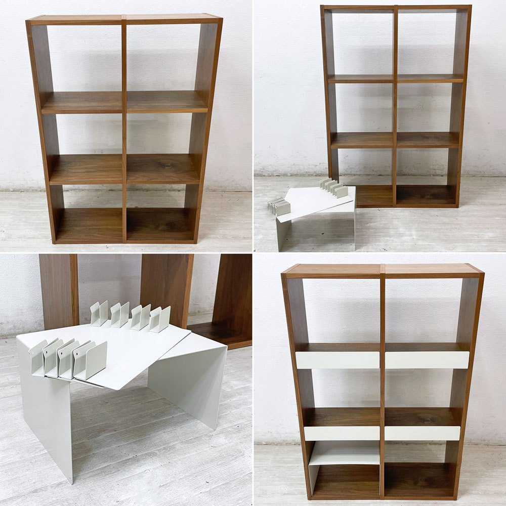 無印良品 MUJI スタッキングシェルフ 2列3段 ウォールナット材 本棚 飾り棚 収納棚 コの字棚 ストッパー4個付き 参考定価￥38,390- ●