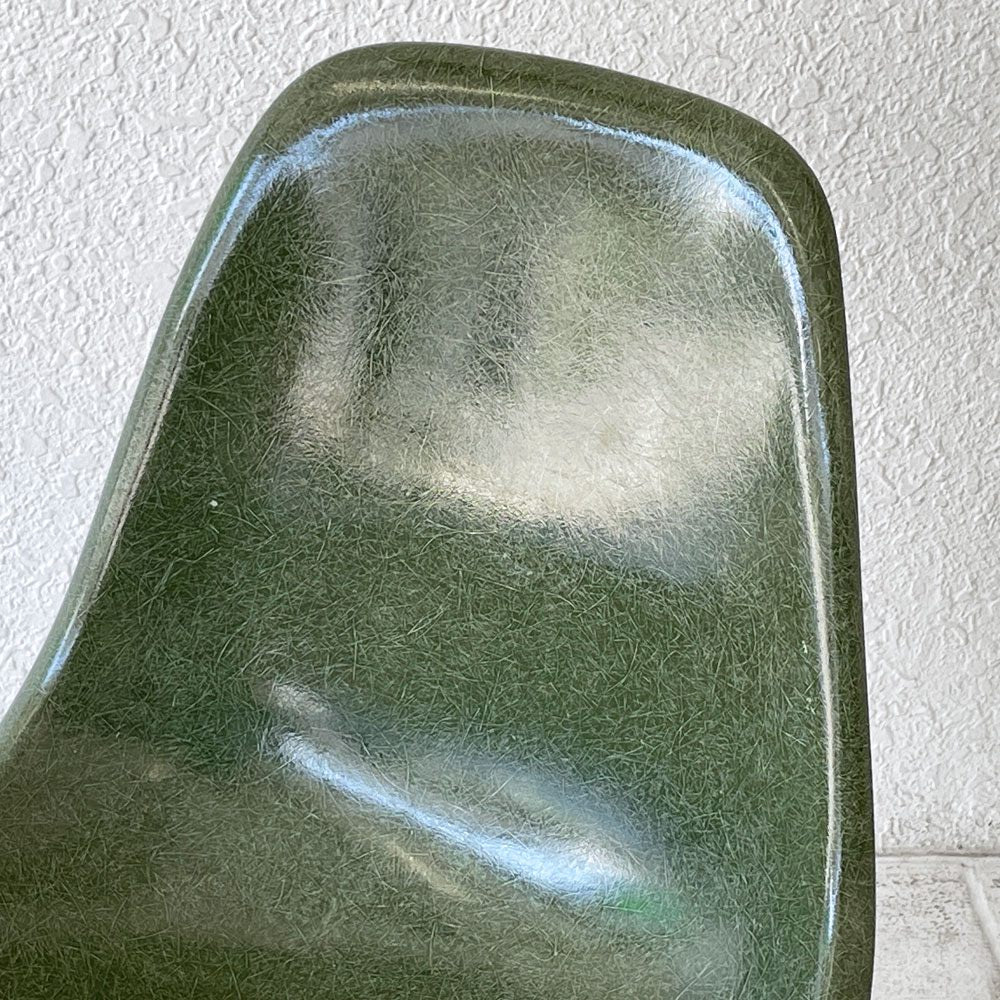 ハーマンミラー Herman Miller サイドシェルチェア ダイニングチェア 2nd FRP Hベース オリーブグリーンダーク イームズ ミッドセンチュリー ビンテージ 希少 A ◇