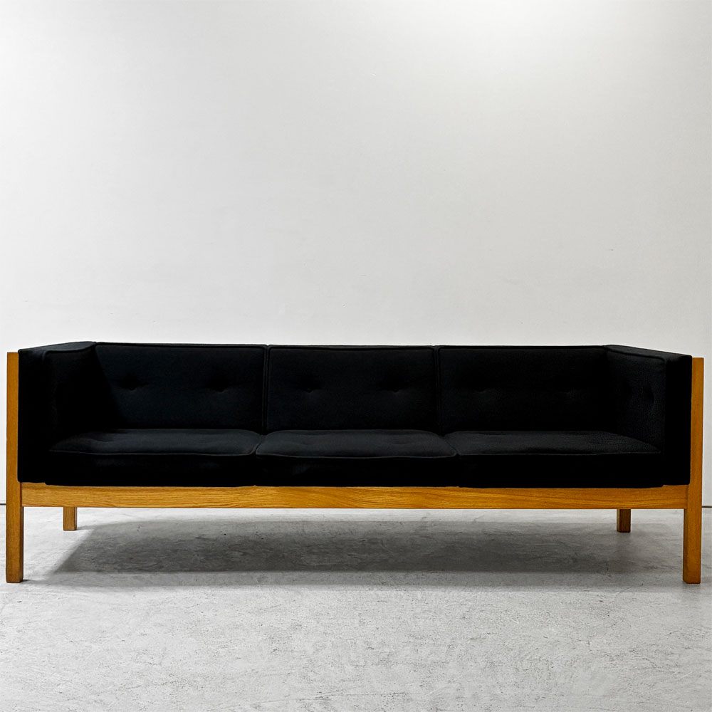 ハーマンミラー Herman Miller ネルソンキューブソファ ラウンジシーティング 3pソファ ホワイトオーク ファブリック ブラック ●