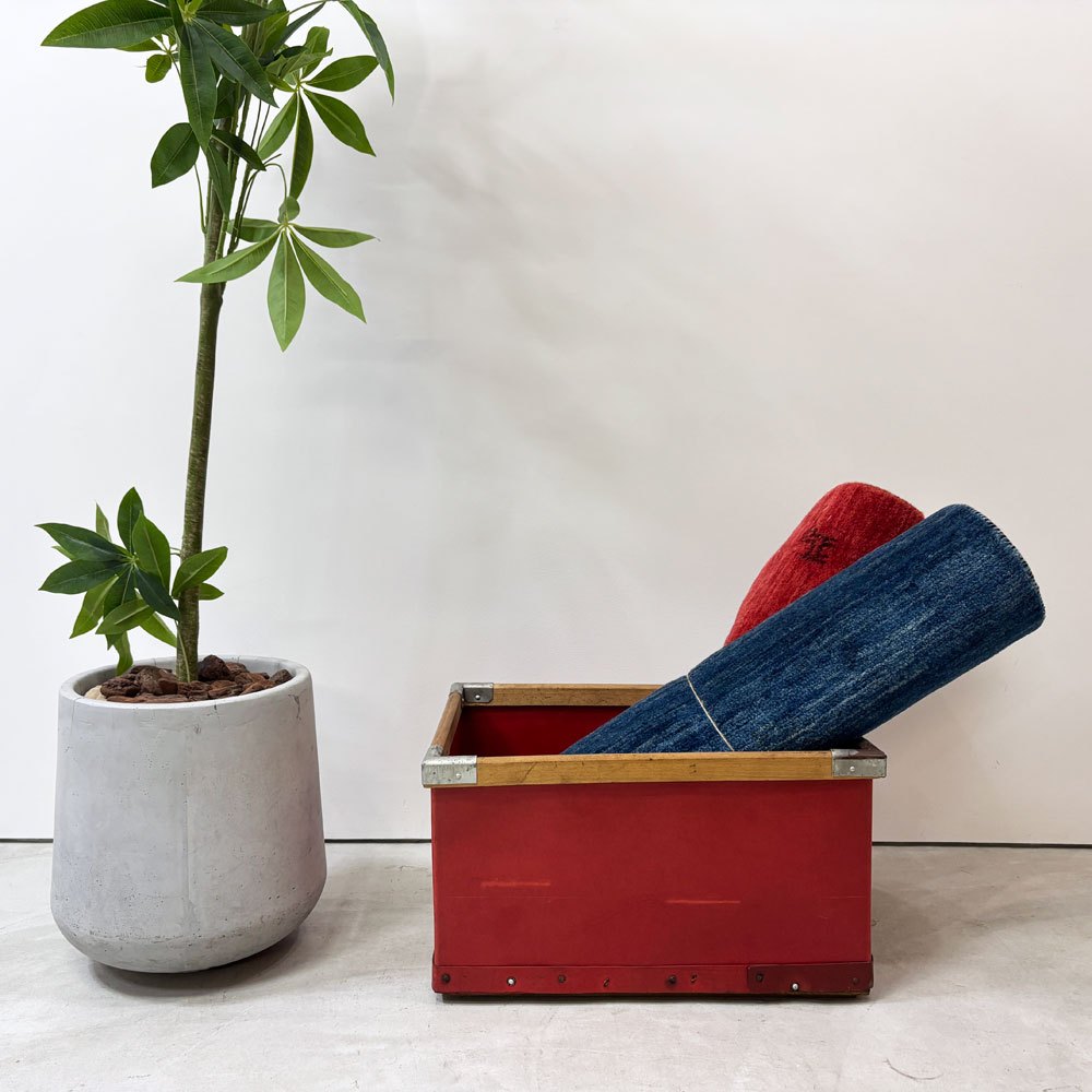 ドイツ ビンテージ バルカンファイバーボックス VULCANIZED FIBER BOX ストレージボックス 収納箱 レッド ●