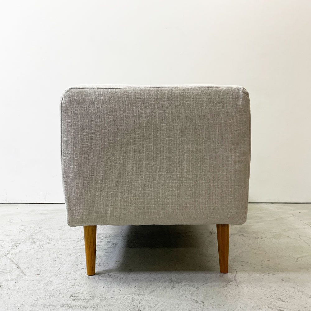 モモナチュラル Momo natural アルネ レイドバック ベンチ ARNE LAID-BACK BENCH コーナーベンチ CORNER BENCH 左片アーム リビングダイニングソファ 2P 2人掛け ベージュカラー ファブリック カバーリング アルダー材 ●