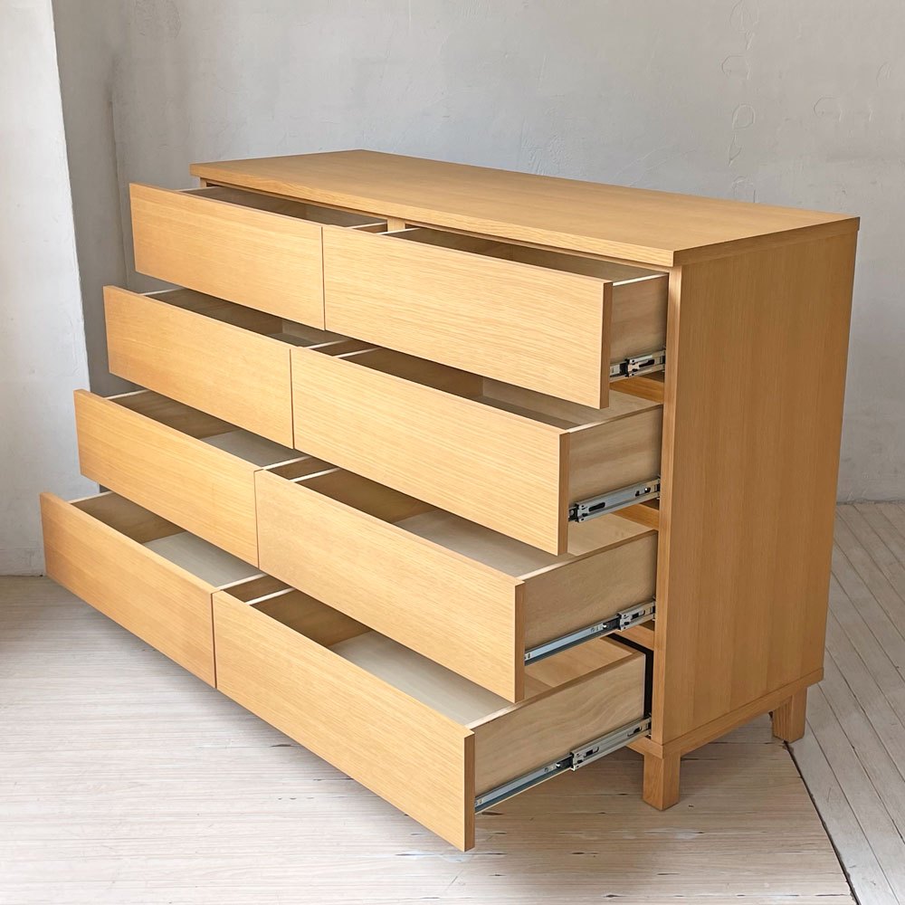 無印良品 MUJI 木製チェスト ワイドチェスト 4段8杯 オーク材 ナチュラルモダン 廃盤 ★