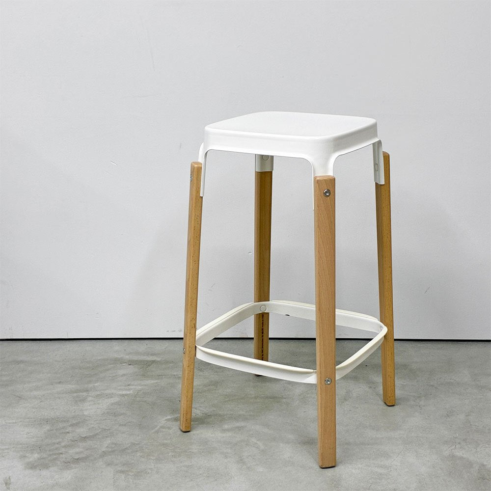 マジス MAGIS スティールウッドスツール Steelwood Stool ハイスツール カウンターチェア ホワイト × ビーチ H68cm ロナン＆エルワン・ブルレック 定価￥86,900- ◎
