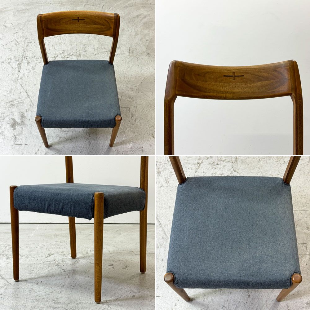 朝日木材加工 エッダ EDDA Dining Chair101 Fabric ダイニングチェア ブルー 北欧スタイル 定価￥33,000- B ●