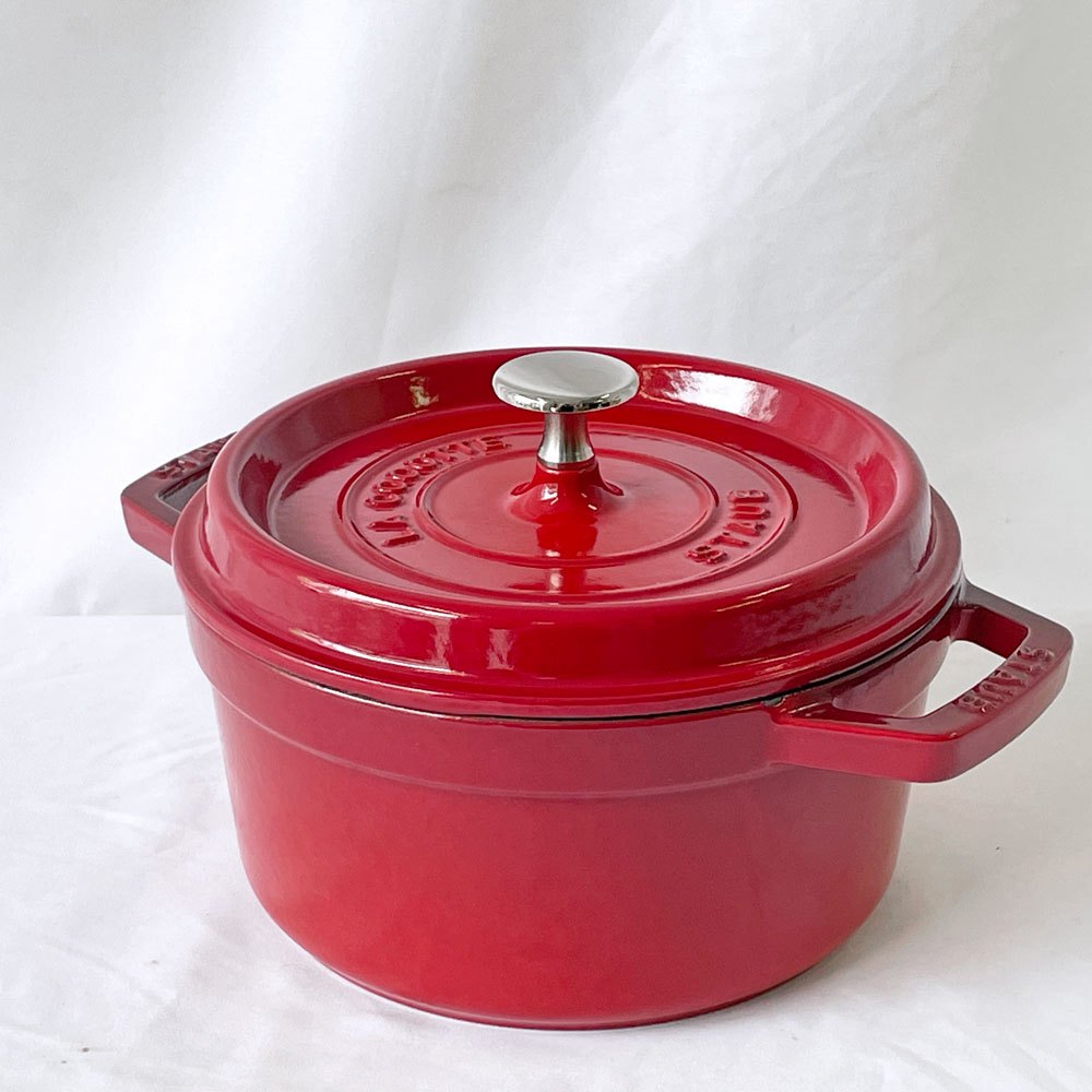 ストウブ Staub ピコ ココット ラウンド 両手鍋 ホーロー鍋 チェリー 20cm IH対応 鋳物 フランス製 定価￥30,800- ◇
