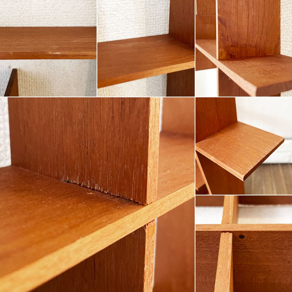 スウェーデンビンテージ Swedish Vintage チーク材 ウォールクロスシェルフ ディスプレイラック 壁掛け 51×51cm ミッドセンチュリー 北欧家具 ◎