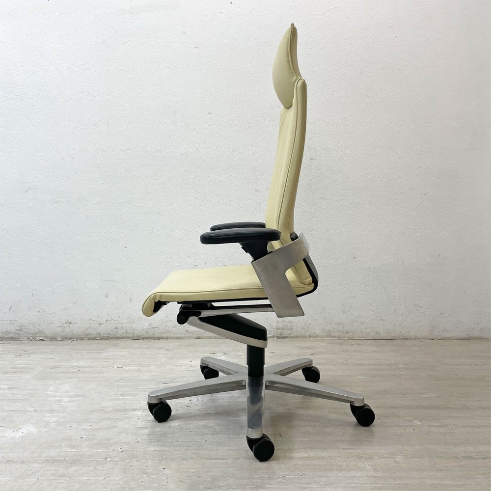 ウィルクハーン Wilkhahn オン チェア ON Chair ハイバック アームチェア 総本革 ヘッドレスト付 オフィスチェア ●