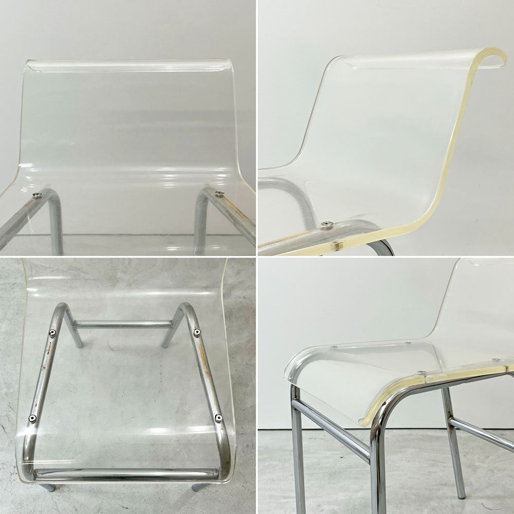 ビンテージ Vintage アクリル×スチール ダイニングチェア クリア レトロ ミニマル モダン B ●