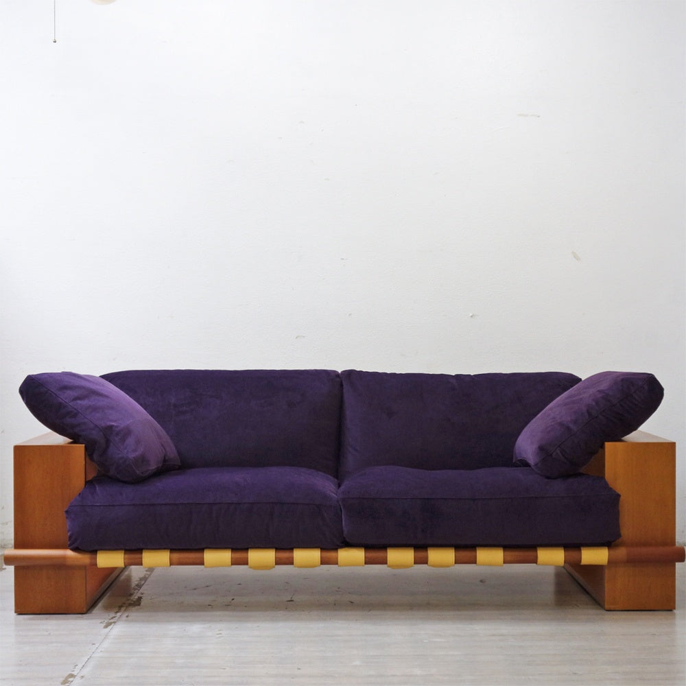 ポラダ porada パナマ PANAMA 3シーターソファ パープル ウォールナット無垢材 W210cm タルジオ・コルツァーニ デザイン ●