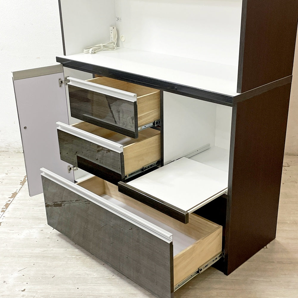 関家具 ミルコⅡ オープンダイニングボード 幅120㎝ 木目オーク キッチン 食器棚 レンジ台 電源2口 定価\63,690- ●