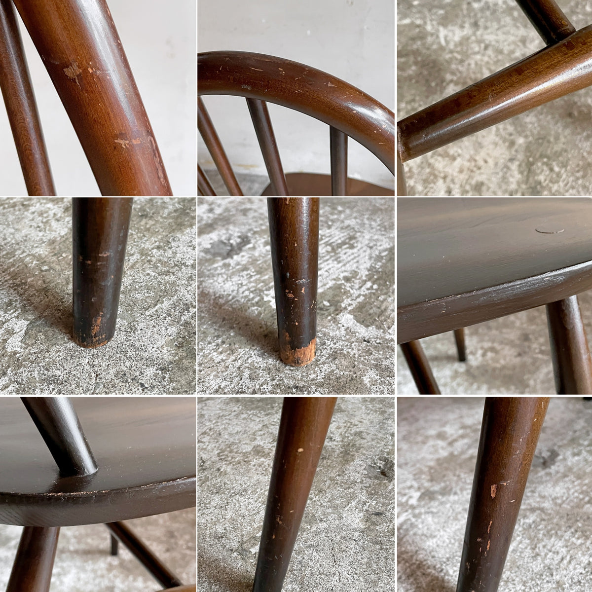 アーコール Ercol クエーカーチェア ダイニングチェア コロニアル ハイバック エルム材 × ビーチ材 ブラウン UKビンテージ 英国家具 ■