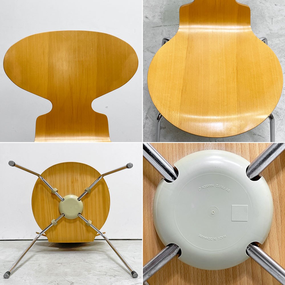 フリッツハンセン Fritz Hansen 3101 アリンコチェア アントチェア 4本脚 ナチュラルビーチ ラッカー仕上げ フェルトグライズ アルネ・ヤコブセン D ●