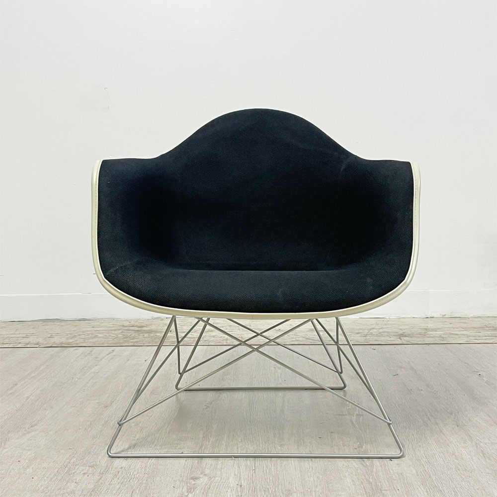 ハーマンミラー Herman Miller アームシェルチェア 現行FRP製 アプホルスター ファブリック ブラック キャッツクレイドル ラウンジベース ミッドセンチュリー C&R イームズ ●